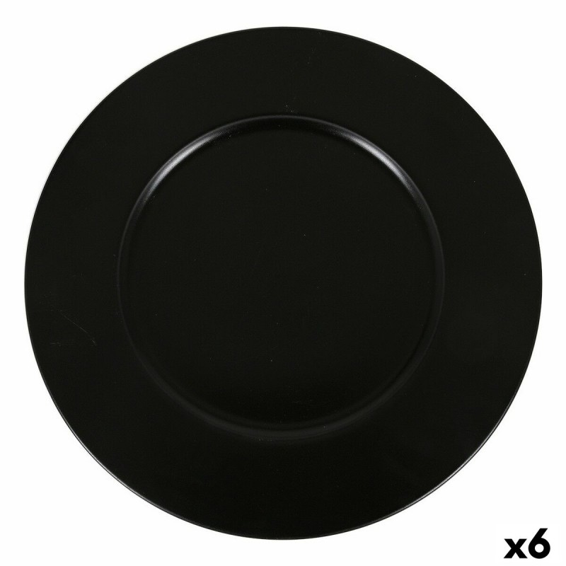 Dessous d'Assiette Inde Neat Noir Porcelaine Ø 32 cm (6 Unités)