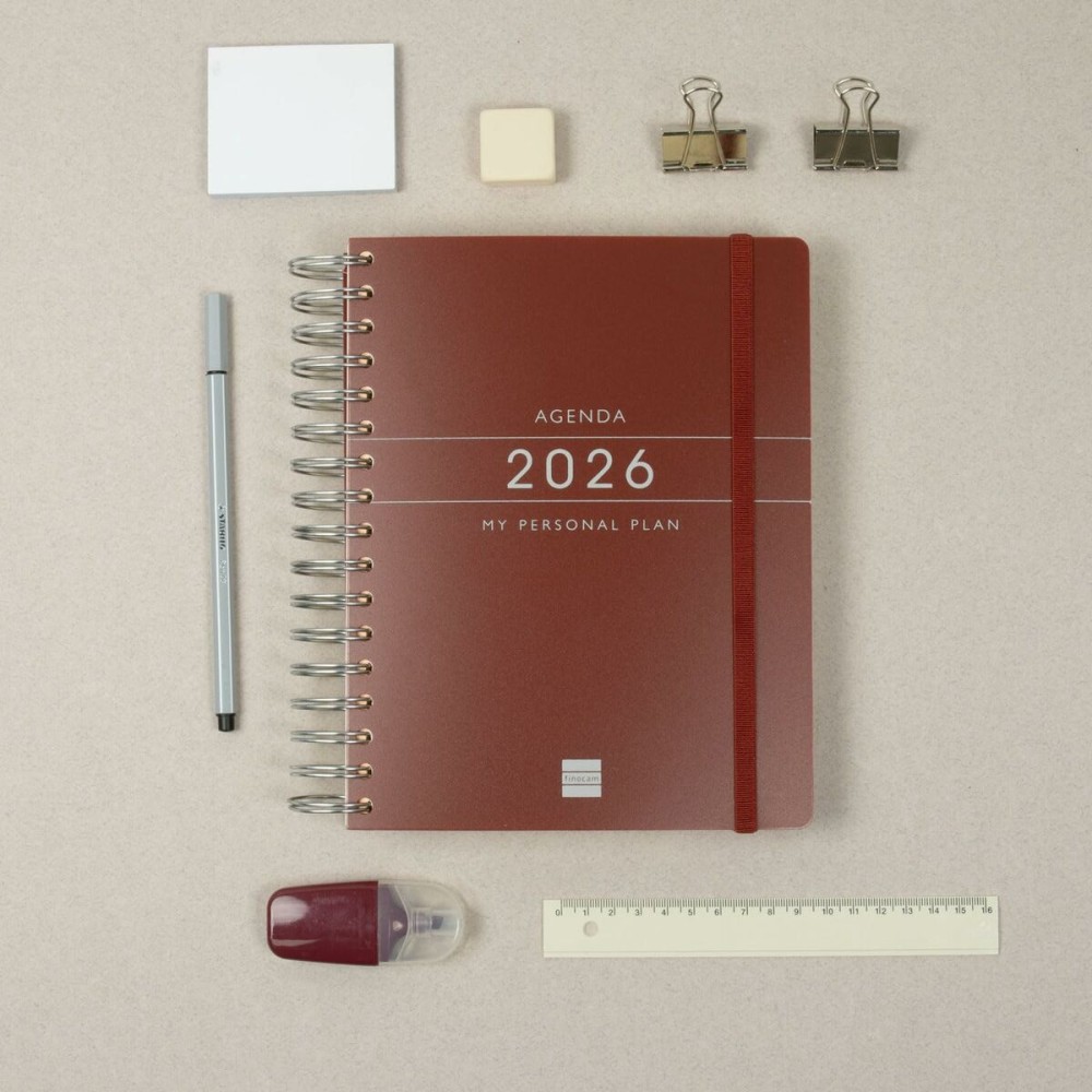 Diary Finocam Burgundy Quarto 15,5 x 21,7 cm