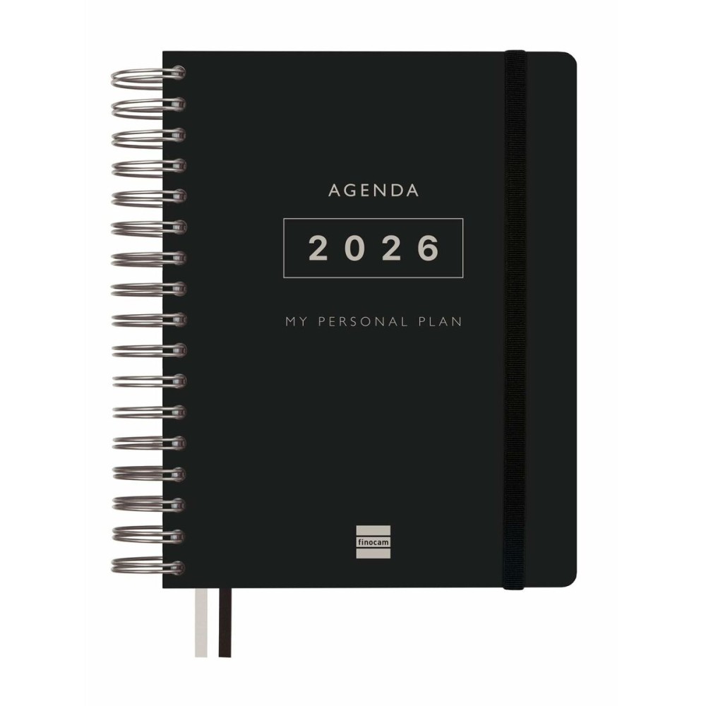 Diary Finocam Black Quarto 15,5 x 21,7 cm