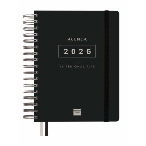 Diary Finocam Black Quarto 15,5 x 21,7 cm