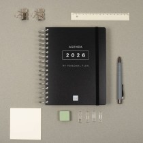 Diary Finocam Black Quarto 15,5 x 21,7 cm