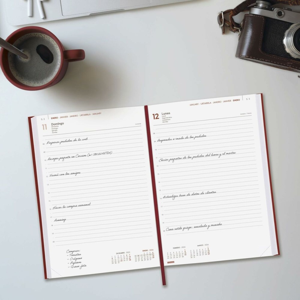 Diary Finocam Burgundy 16,5 x 24 cm