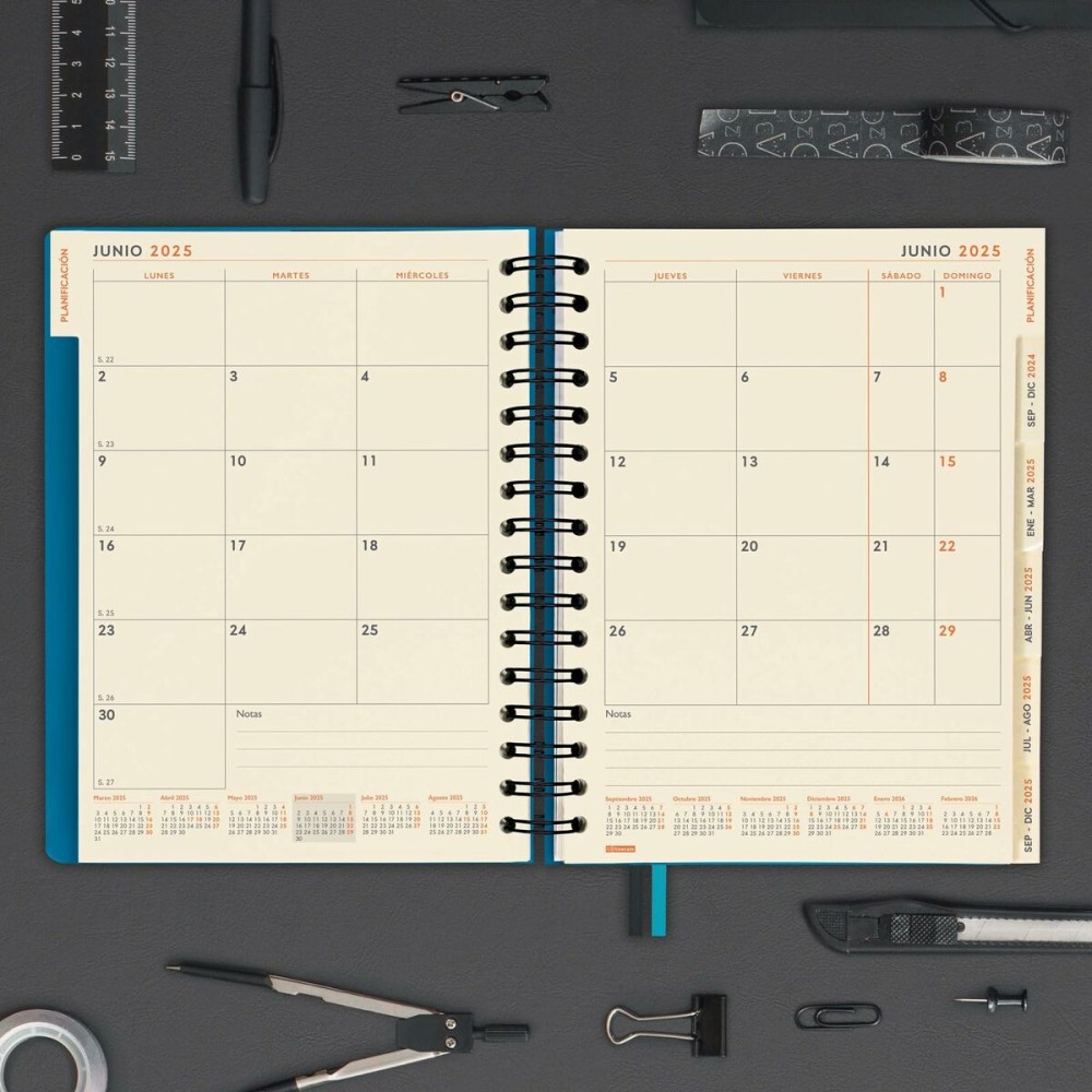 Agenda Finocam Tempus Bleu quarto 15,5 x 21,7 cm 2024-2025