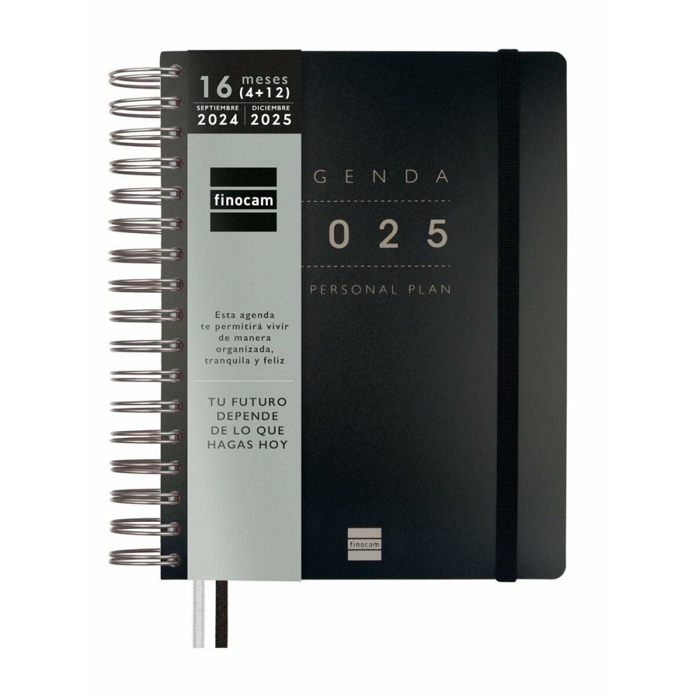 Agenda Finocam Tempus Noir quarto 15,5 x 21,7 cm 2024-2025