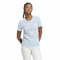 Women’s Short Sleeve T-Shirt Adidas 3 stripes Light Blue