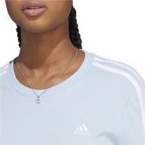 Women’s Short Sleeve T-Shirt Adidas 3 stripes Light Blue