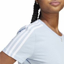 Damen Kurzarm-T-Shirt Adidas 3 stripes Hellblau