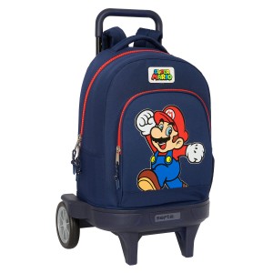 Cartable à roulettes Super Mario World Blue marine 33 x 45 x 22 cm