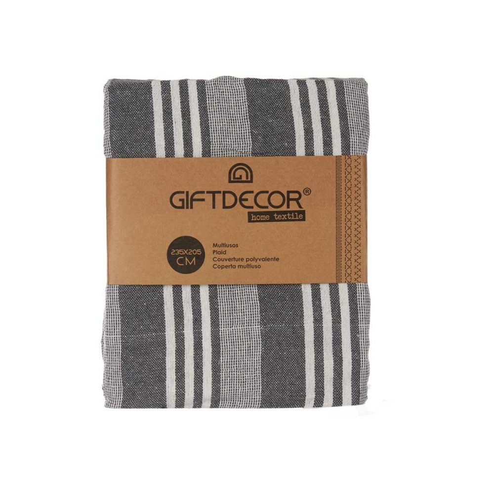 Foulard multi-usages Gift Decor Blanc Gris 235 x 205 cm Rayures (8 Unités)