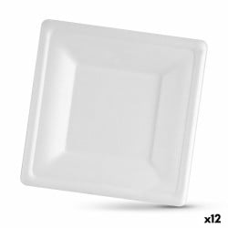 Service de vaisselle Algon Produits à usage unique Blanc Canne à sucre Carré 20 cm (12 Unités)