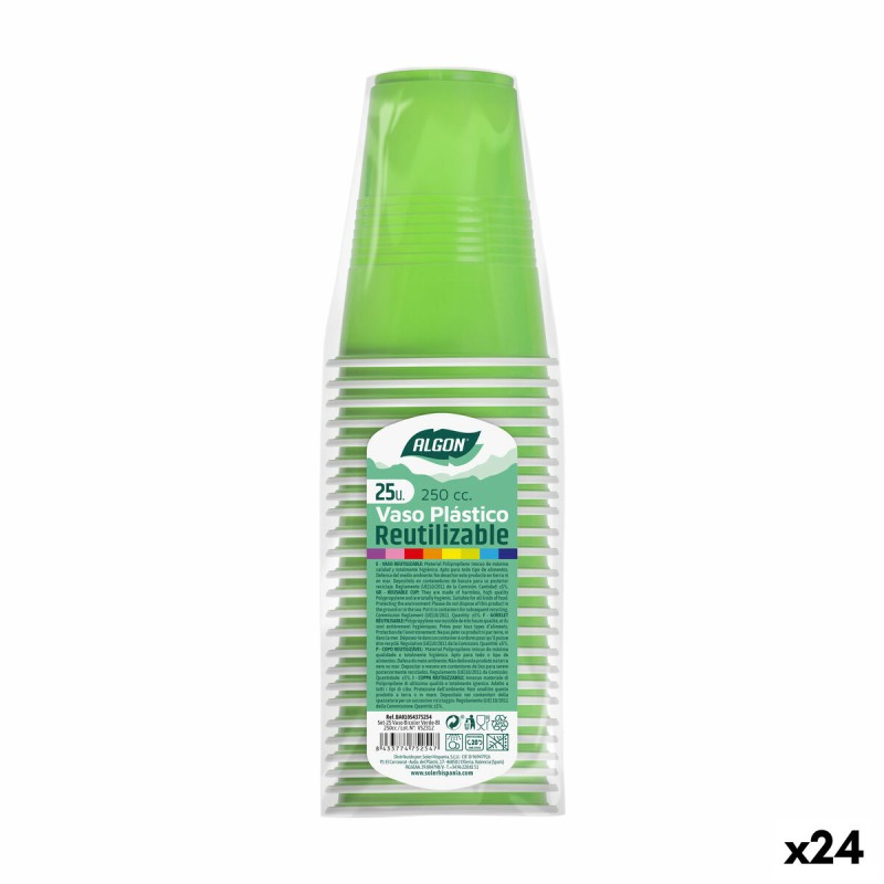 Lot de verres réutilisables Algon Vert 24 Unités 250 ml (25 Pièces)