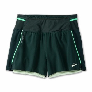 Damen-Sportshorts Brooks High Point 3" 2-in-1 2.0 grün