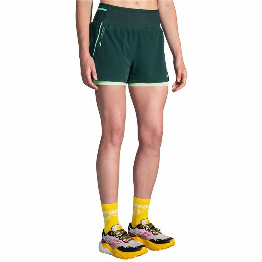 Short de Sport pour Femme Brooks High Point 3" 2-in-1 2.0 Vert