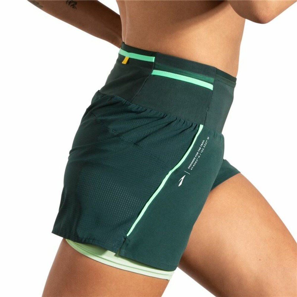 Sports Shorts for Women Brooks High Point 3" 2-in-1 2.0 Green