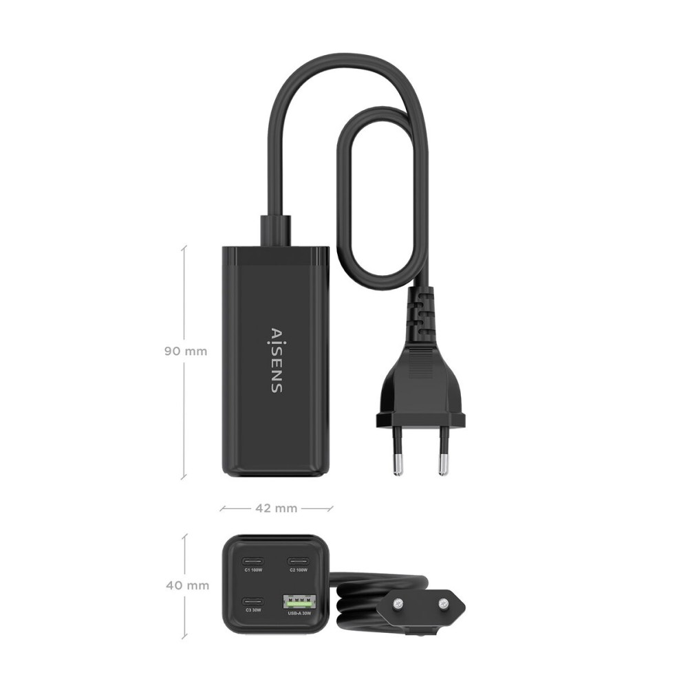 Cordless Charger Aisens ASCH-100W4P054-BK Black 100 W