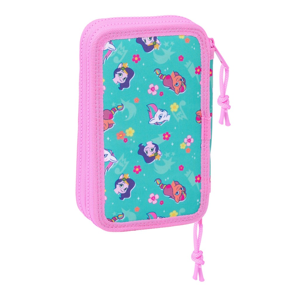 Double Pencil Case My Little Pony Magic Pink Turquoise 12.5 x 19.5 x 4 cm 28 Pieces