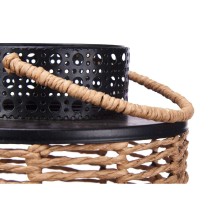 Lantern Black Metal 17 x 23 x 17 cm (4 Units) Rattan