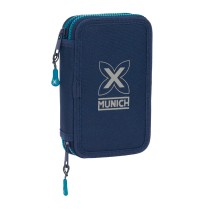 Double Pencil Case Munich Nautic Navy Blue 12.5 x 19.5 x 4 cm 28 Pieces