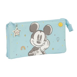 Dreifaches Mehrzweck-Etui Mickey Mouse Clubhouse Baby Hellblau 22 x 12 x 3 cm