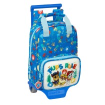 School Rucksack with Wheels The Paw Patrol Pups rule Blue 20 x 28 x 8 cm