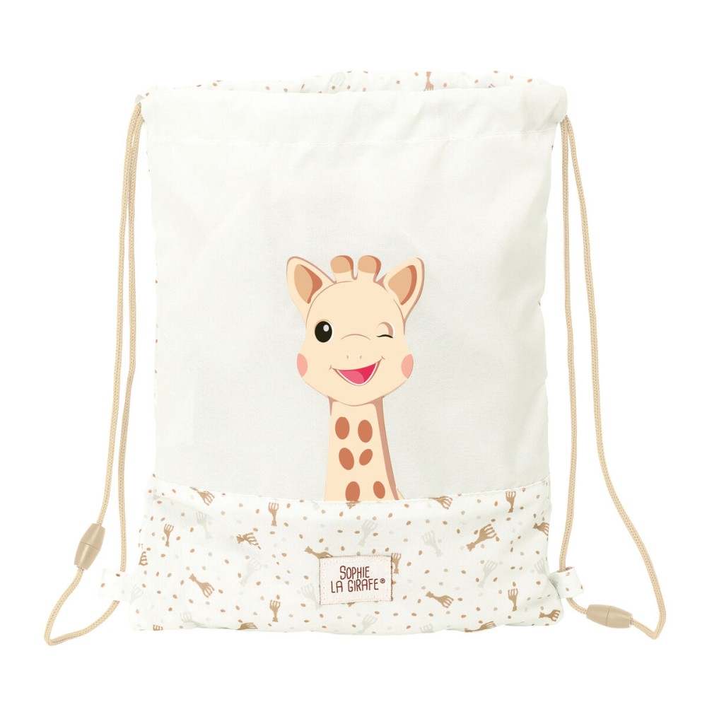 Rucksacktasche mit Bändern Sophie la Girafe Beige 26 x 34 x 1 cm