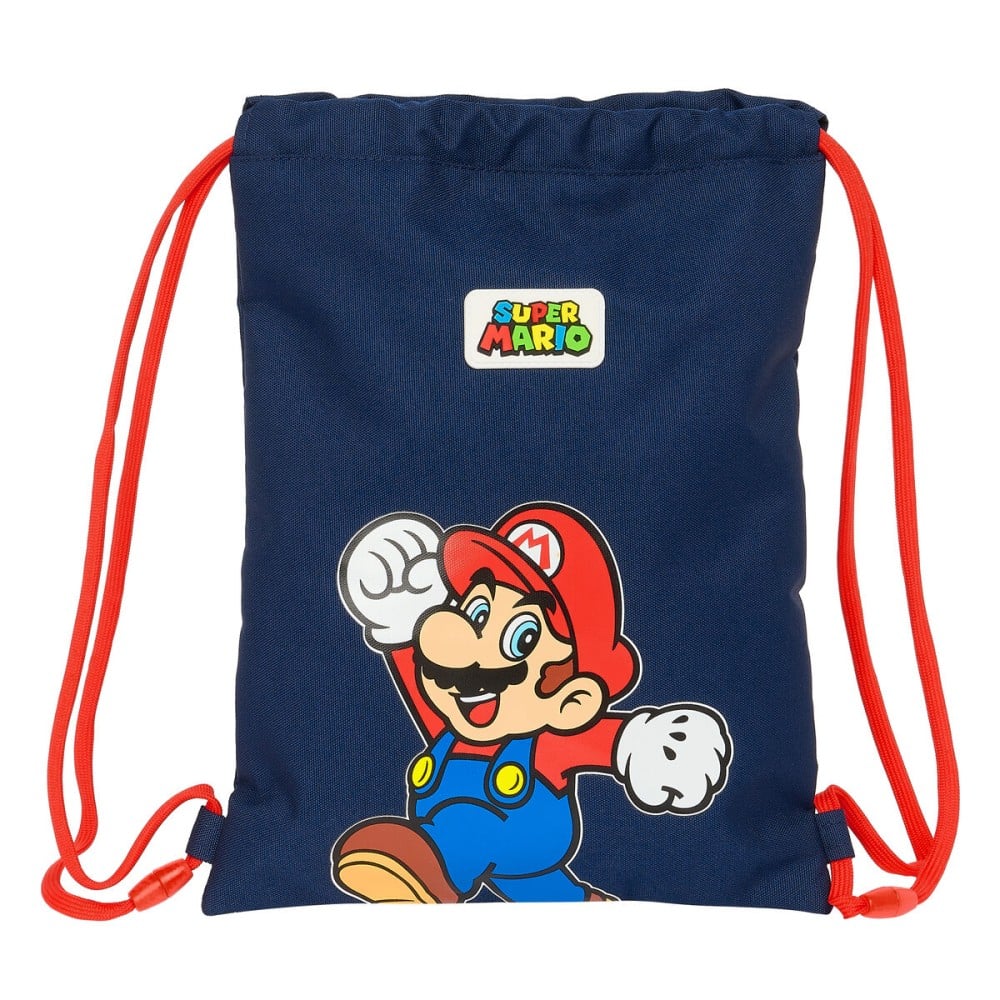 Rucksacktasche mit Bändern Super Mario World Marineblau 26 x 34 x 1 cm