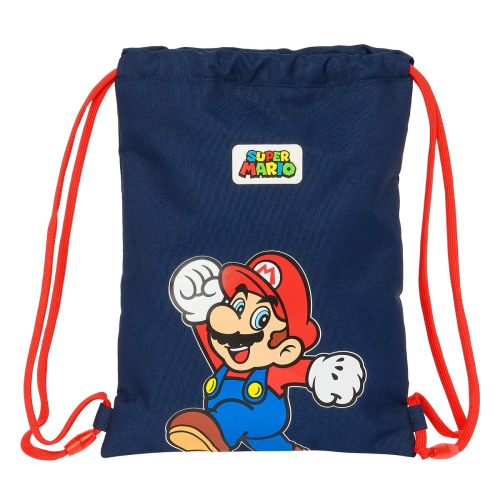 Sac à dos serré par des ficelles Super Mario World Blue marine 26 x 34 x 1 cm