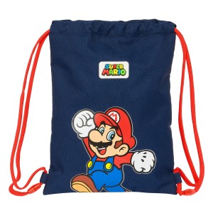 Rucksacktasche mit Bändern Super Mario World Marineblau 26 x 34 x 1 cm