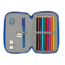 Double Pencil Case Sonic Prime Blue 12.5 x 19.5 x 4 cm 28 Pieces