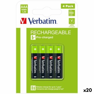 Piles Rechargeables Verbatim 1,2 V AAA LR03 4 Pièces (20 Unités)