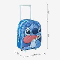 School Rucksack with Wheels Stitch Blue 25 x 31 x 10 cm