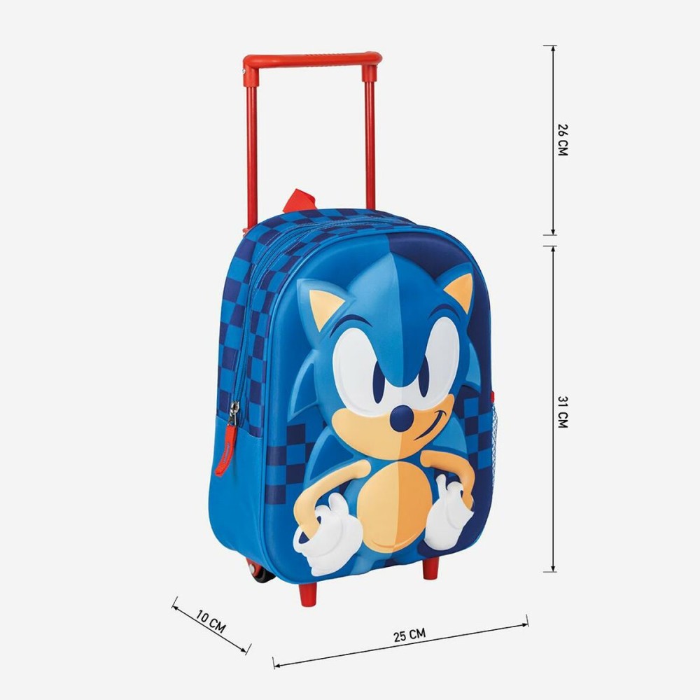 School Rucksack with Wheels Sonic Blue 25 x 31 x 10 cm