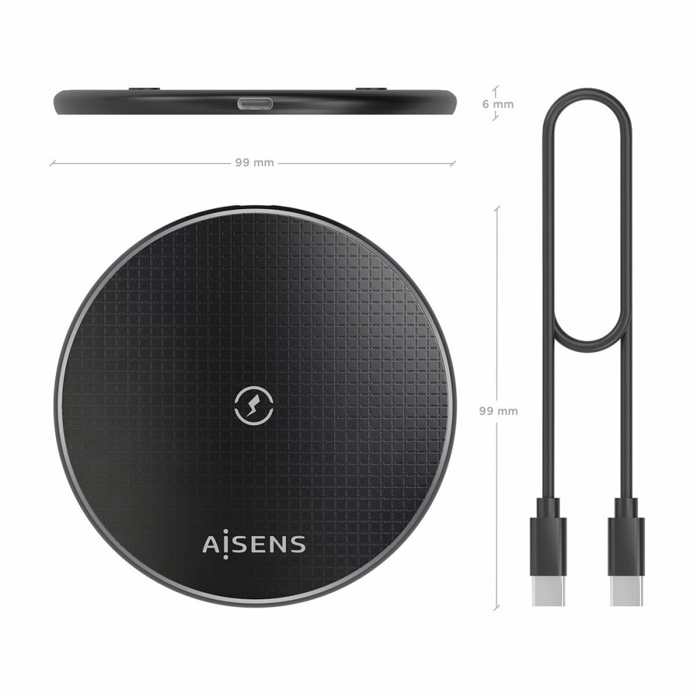 Cordless Charger Aisens ASCH-15W1WC058-BK Black 15 W