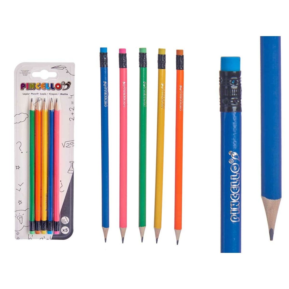 Pencil Set Pincello Yellow Blue Red Green Orange (12 Units)