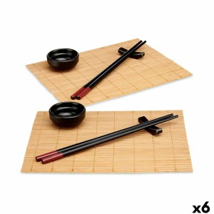 Sushi-Set Kinvara Schwarz natürlich Bambus Porcelæn 16,5 x 3 x 30 cm (8 Stücke) (6 Stück)