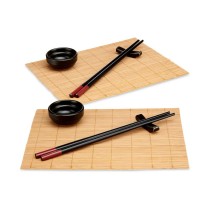 Sushi-Set Kinvara Schwarz natürlich Bambus Porcelæn 16,5 x 3 x 30 cm (8 Stücke) (6 Stück)