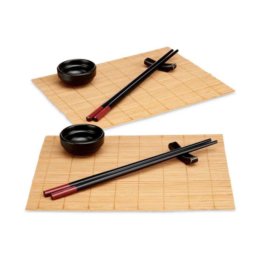 Sushi-Set Kinvara Schwarz natürlich Bambus Porcelæn 16,5 x 3 x 30 cm (8 Stücke) (6 Stück)