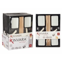Sushi-Set Kinvara Weiß Bambus Porzellan 27,5 x 2,5 x 20,5 cm 19,5 x 2,5 x 26,5 cm (12 Stücke) (6 Stück)