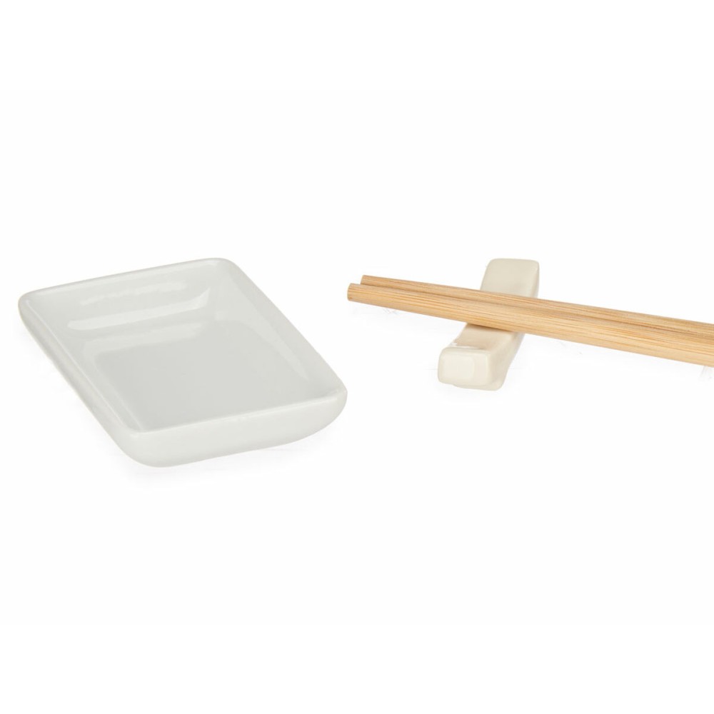 Sushi-Set Kinvara Weiß Bambus Porzellan 27,5 x 2,5 x 20,5 cm 19,5 x 2,5 x 26,5 cm (12 Stücke) (6 Stück)