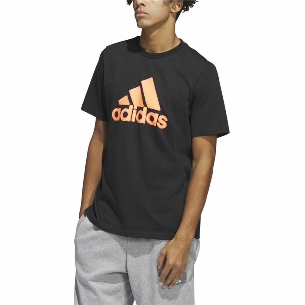 Herren Kurzarm-T-Shirt Adidas Logo Schwarz (L)