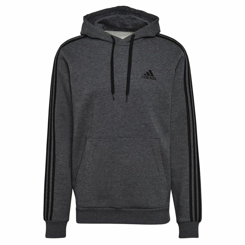 Herren Sweater mit Kapuze Adidas 3 Stripes Hellgrau