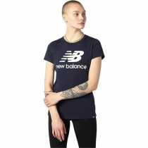 Women’s Short Sleeve T-Shirt New Balance Essentials Stacked Logo Blue (L)