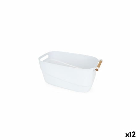 Panier Multi-usages Confortime Blanc Bois Plastique 27 x 14,5 x 12 cm Avec des poignées (12 Unités)