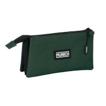 Trousse Fourre-Tout Triple Munich Verde Vert 22 x 12 x 3 cm