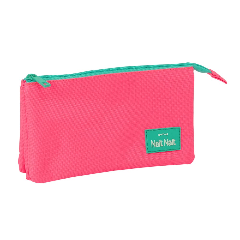 Trousse Fourre-Tout Triple Nait Nait Rosa fluor Rose 22 x 12 x 3 cm