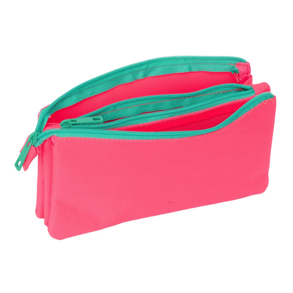 Trousse Fourre-Tout Triple Nait Nait Rosa fluor Rose 22 x 12 x 3 cm