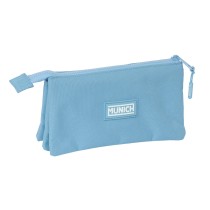 Trousse Fourre-Tout Triple Munich Basic Bleu 22 x 12 x 3 cm