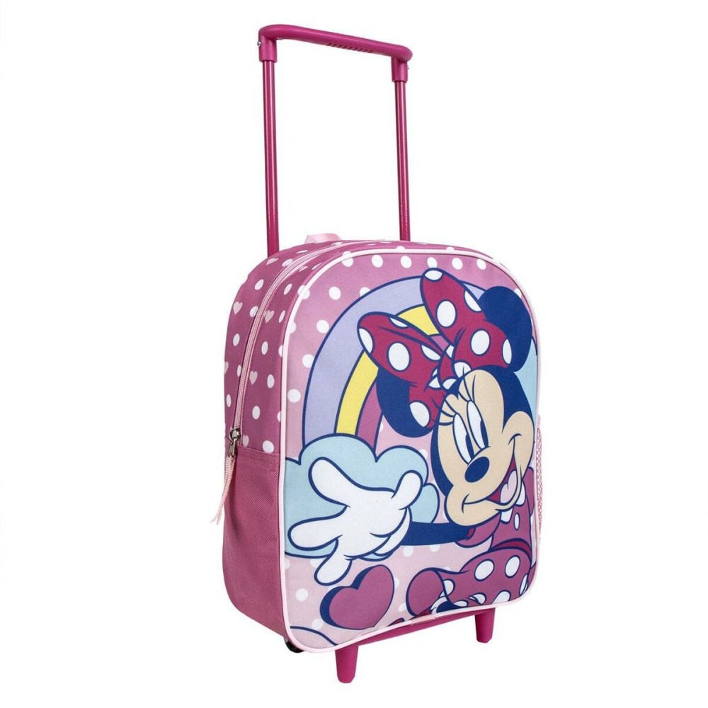 School Rucksack with Wheels Minnie Mouse Pink 25 x 28 x 10 cm