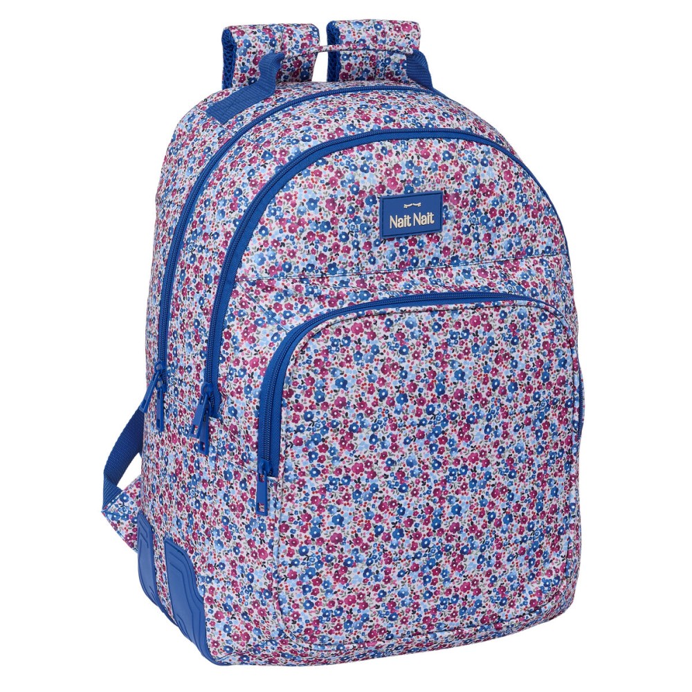 Schulrucksack Nait Nait Flores coimbra azul Blau 32 x 42 x 15 cm