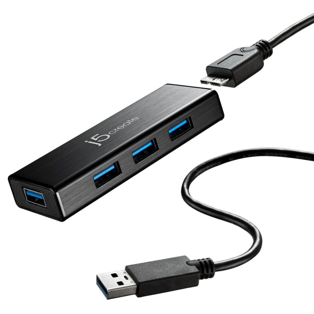 USB Hub j5create JUH340-N Black 60 cm (1 Unit)